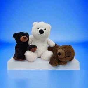 3 Plush: Aurora Black Bear, White Polar Fiesta Travel Tails, & Brown Grizzly Cub